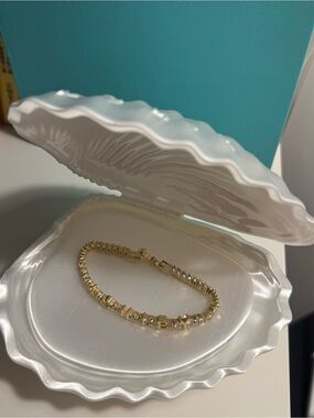 BaubleBar Gold Tone Bracelet with Clear Stones